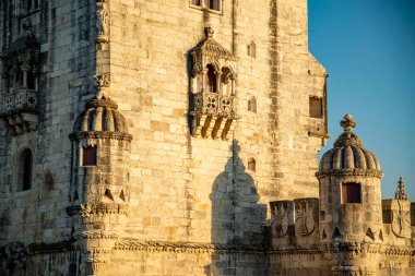 the Torre de Belem or Belem Tower on the Rio Tejo in Belem near the City of Lisbon in Portugal.  Portugal, Lisbon, October, 2021