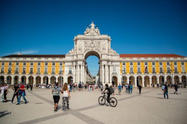 the arco da Rua Augusta at the Parca do Comercio in Baixa in the City of Lisbon in Portugal.  Portugal, Lisbon, October, 2021