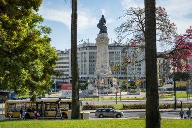 the Monument at the Parca Marques de Pompal in Baixa in the City of Lisbon in Portugal.  Portugal, Lisbon, October, 2021