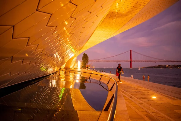 the Museu de Arte, Arquitetura and Tecnolocia or MAAT at the Rio Tejo in Belem near the City of Lisbon in Portugal.  Portugal, Lisbon, October, 2021