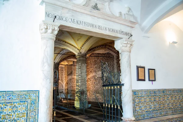 Emberi Csontok Capela Dos Ossos Szent Ferenc Templomnál Vagy Igreja — Stock Fotó