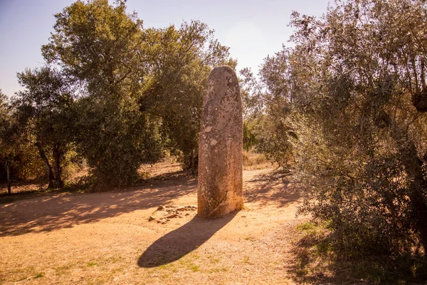 Portekiz Alentejo Kenti Evora Yakınlarındaki Almendres Ebora Megalithica Cromlech Almendres — Stok fotoğraf