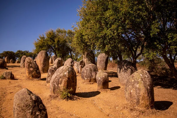 Die Ebora Megalithica Und Cromlech Von Almendres Almendres Der Nähe — Stockfoto