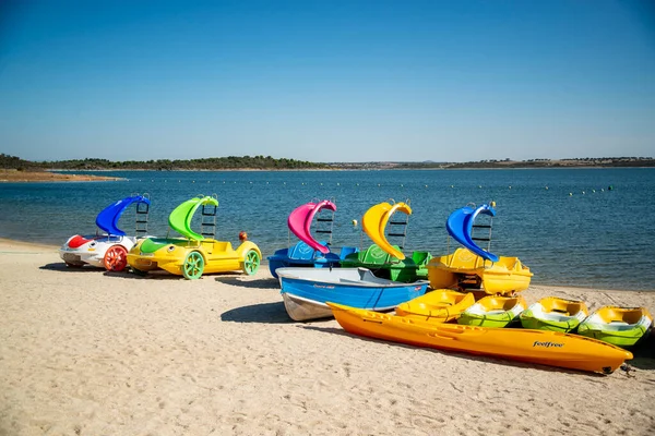 Una Playa Lago Alqueva Del Río Guadiana Ordenada Aldea Catelo — Foto de Stock