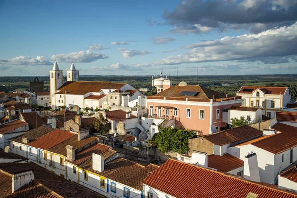 Vista Della Città Del Castello Avis Con Chiesa Misericordia Alentejo — Foto Stock