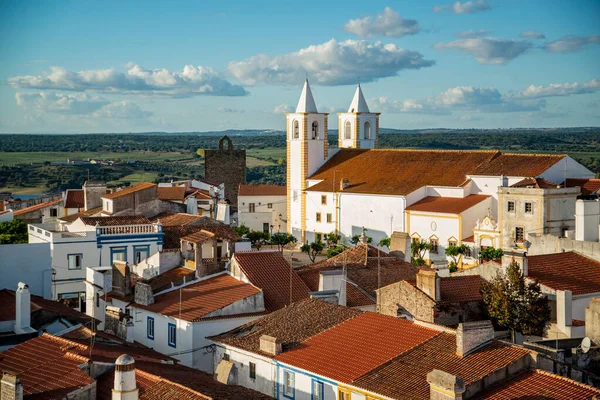 Vista Della Città Del Castello Avis Con Chiesa Misericordia Alentejo — Foto Stock