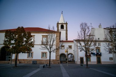 Portekiz 'in Alentejo şehrindeki eski Castelo de Vide kasabasında Camara Belediyesi ile Parca Dom Pedro. Portekiz, Castelo de Vide, Ekim 2021