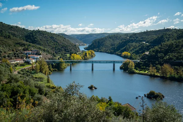 Die Landschaft Mit Brücke Und Ponte Belver Rio Tejo Der — Stockfoto