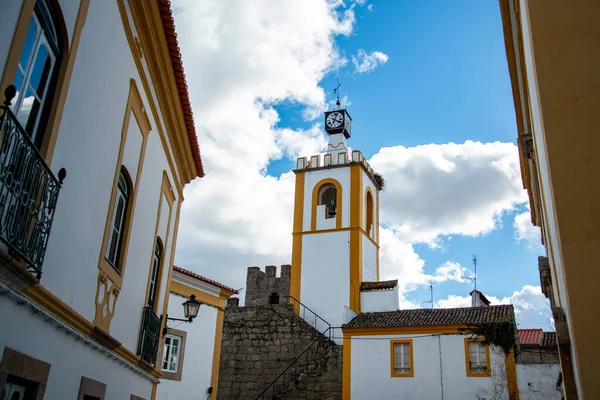 Castelo Nisa Com Relógio Torre Centro Histórico Nisa Alentejo Portugal — Fotografia de Stock