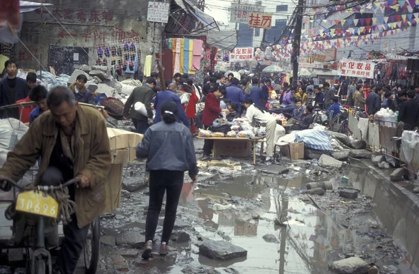 Durt Market Street City Wuhan Province Hubei China China Wuhan — Stock Photo, Image