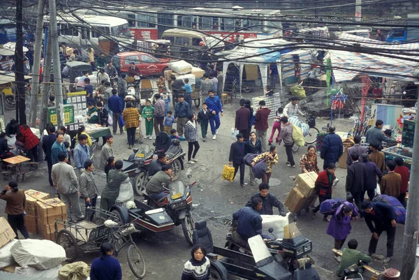 Ludzi Rynku Mieście Wuhan Prowincji Hubei Chinach Chiny Wuhan Listopad — Zdjęcie stockowe