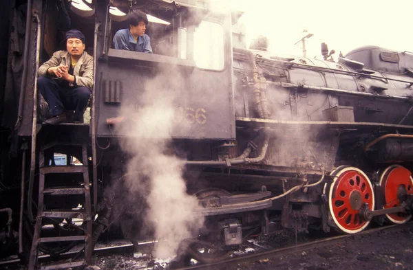 Tren Locomotoras Vapor Ciudad Wuhan Provincia Hubei China China Wuhan — Foto de Stock