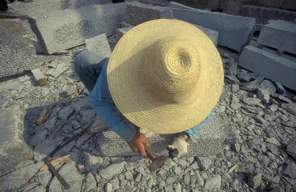 Obrero Metz Piedra Construcción Templo Pabellón Del Príncipe Teng Río —  Fotos de Stock