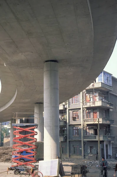 Sebuah Konstruksi Jembatan Jalan Raya Sungai Ganjiang Kota Nanchang Provinsi — Stok Foto