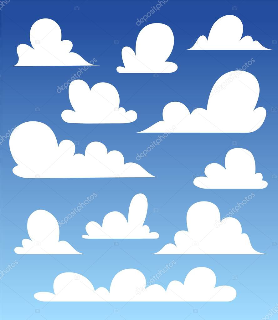 Clouds set, hand drawn graphic vector elements
