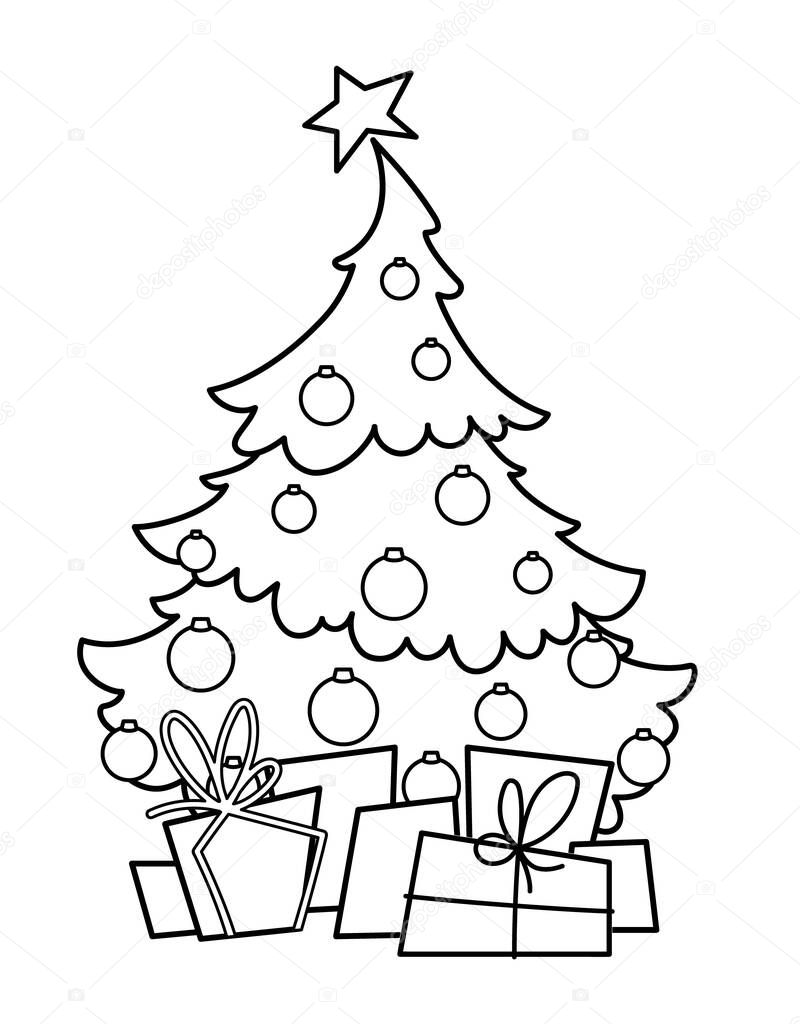 decorated christmas tree and boxes with gifts underneath