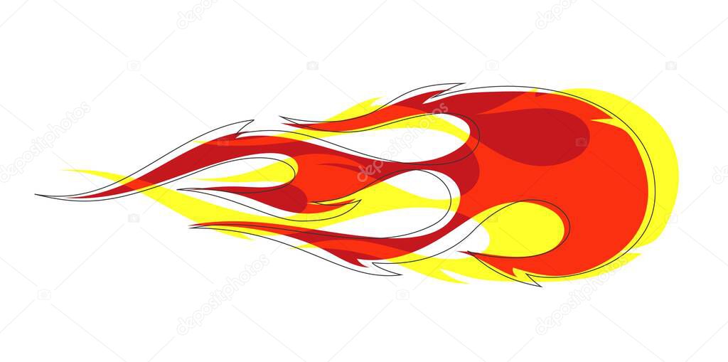 Fire emblem, old school flame shaped element, isolated vector illustration