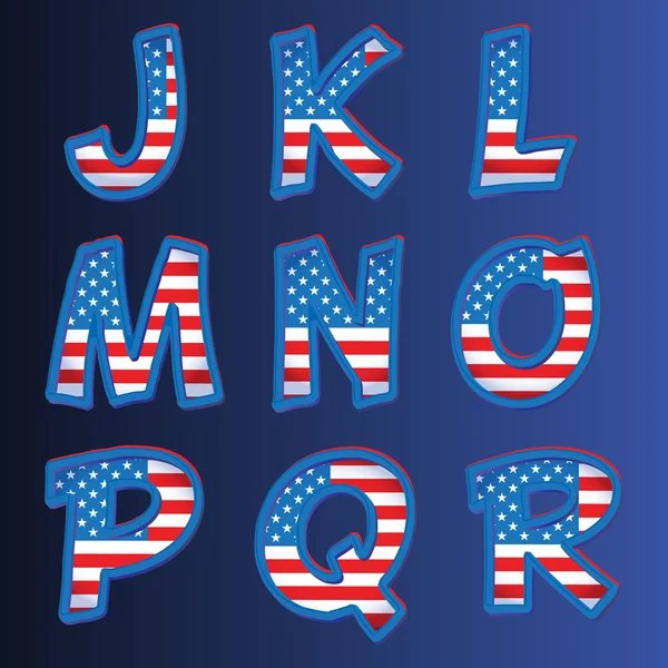 Mavi bir arka plan üzerinde ABD alfabesi — Stok Vektör