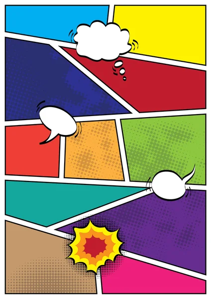 Quadrinhos popart estilo layout em branco modelo de fundo — Vetor de Stock