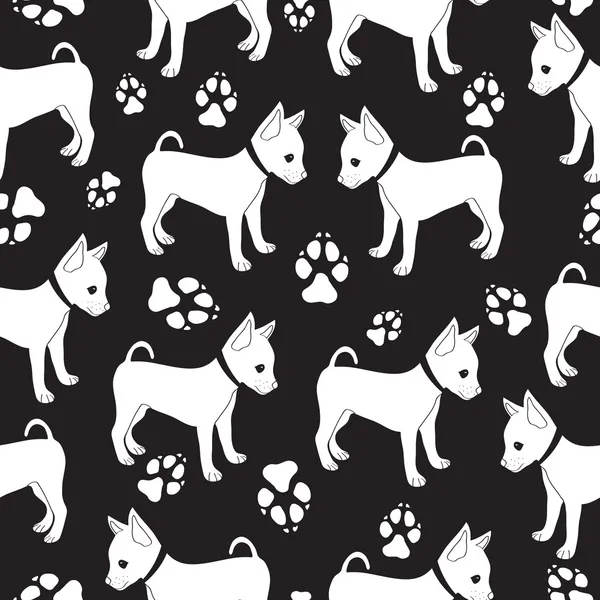 Russian Toy Terrier, seamless pattern with dogs. — Stock Vector