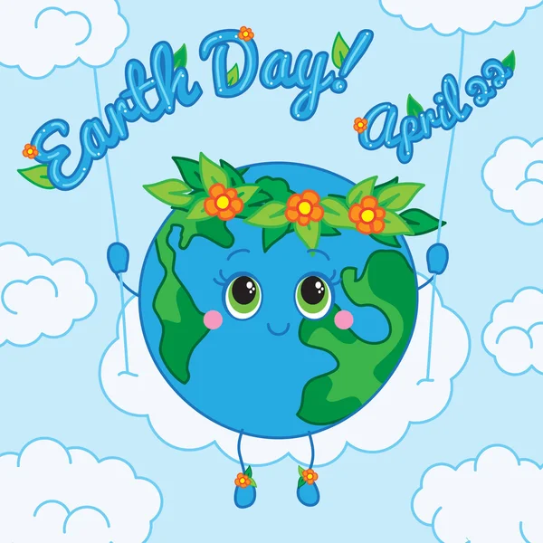 Día de la Tierra. 22 de abril. Tarjeta de felicitación . — Vector de stock
