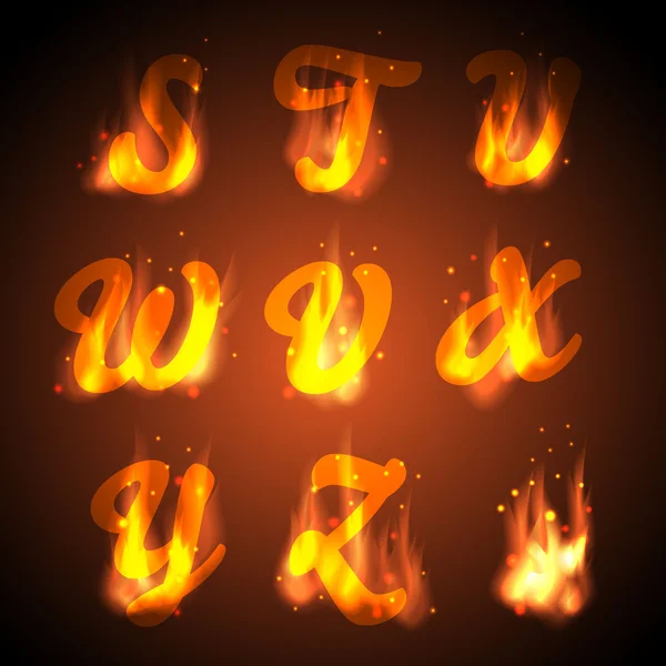 Fire alphabet. Vector. — Stock Vector