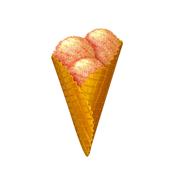 Ice cream wafer cone. Vector — Stock Vector