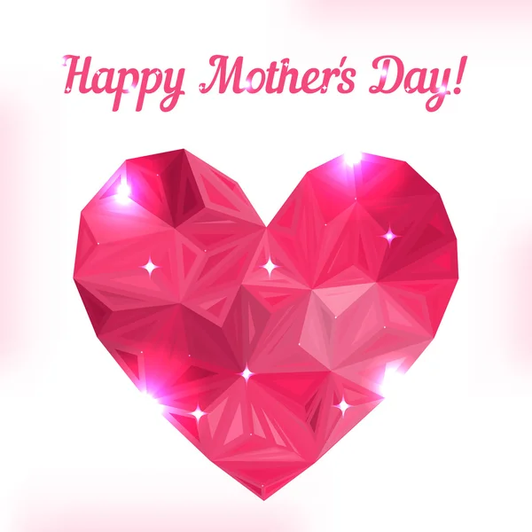 Glücklicher Muttertag. Liebessymbol. rosafarbenes Origami-Herz auf Weiß. — Stockvektor