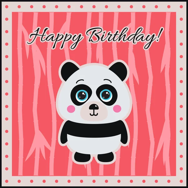 Feliz aniversário Panda em um fundo de coral . — Vetor de Stock