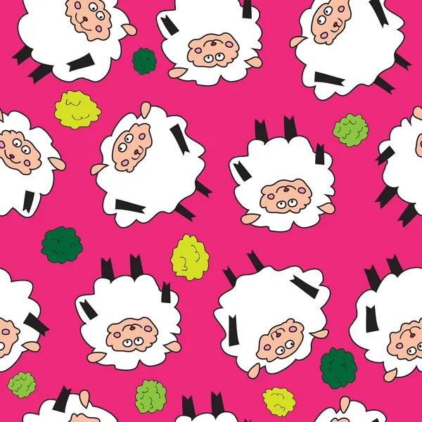 Moutons et arbustes. Modèle sans couture . — Image vectorielle