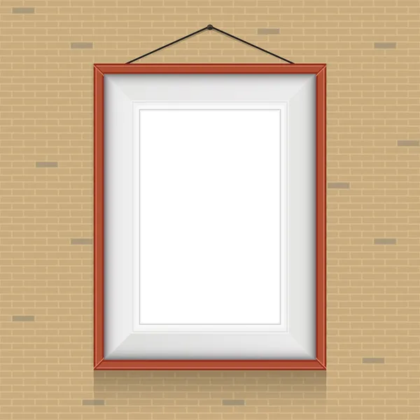 Vector frame for paintings or photographs on the brick wall background. — Stock Vector