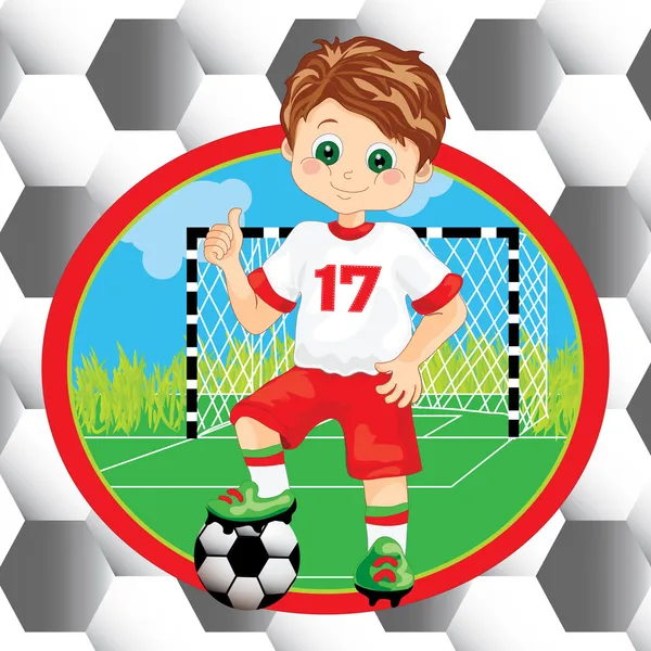 Boy soccer player on the background — Stock Vector