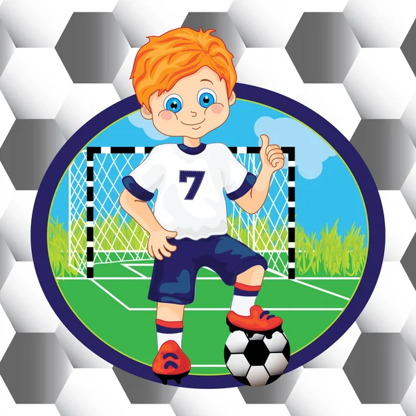 Boy soccer player on the background — Stock Vector