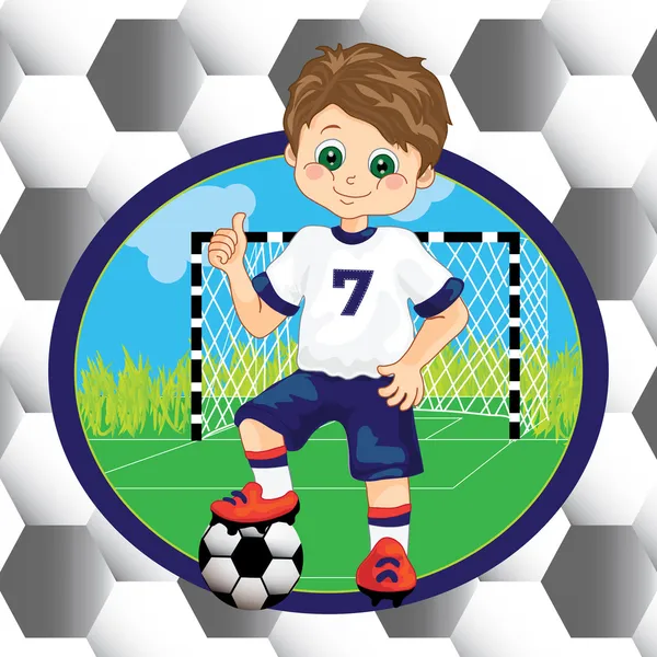 Garçon joueur de football sur le fond — Image vectorielle