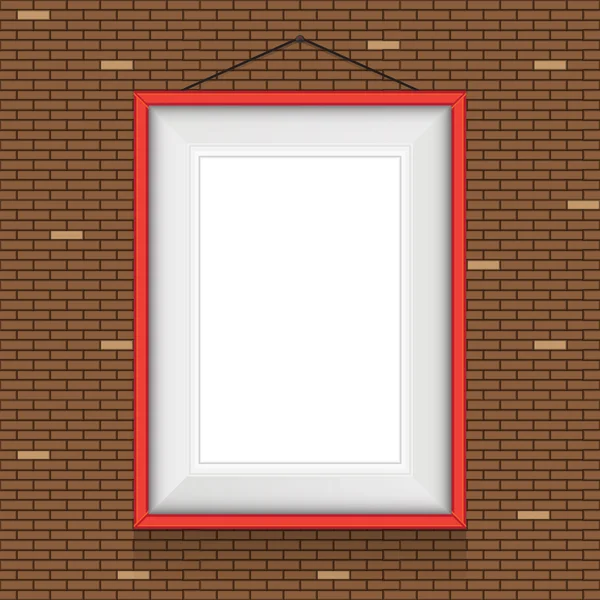 Vector frame for paintings or photographs on the brick wall background. — Stock Vector