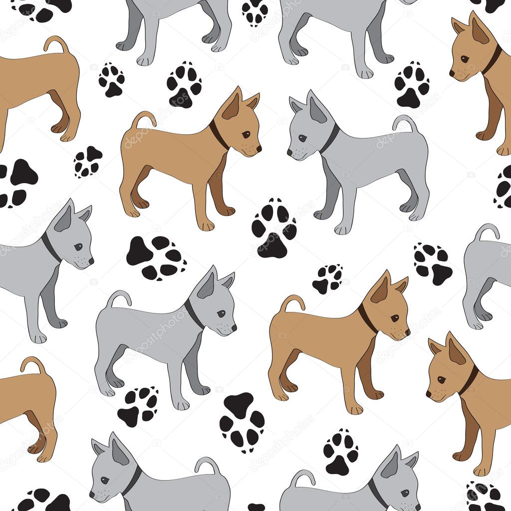Russian Toy Terrier, seamless pattern with dogs.