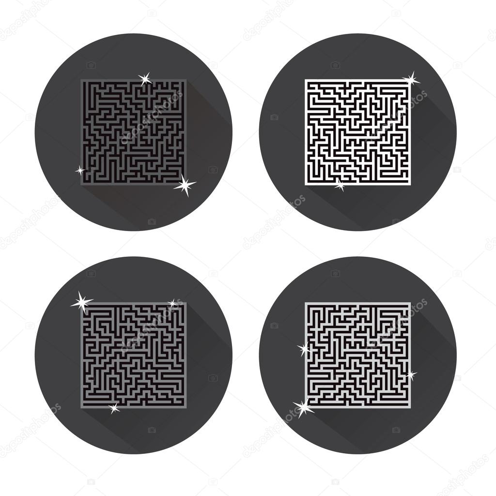 Abstract maze symbols on a white background