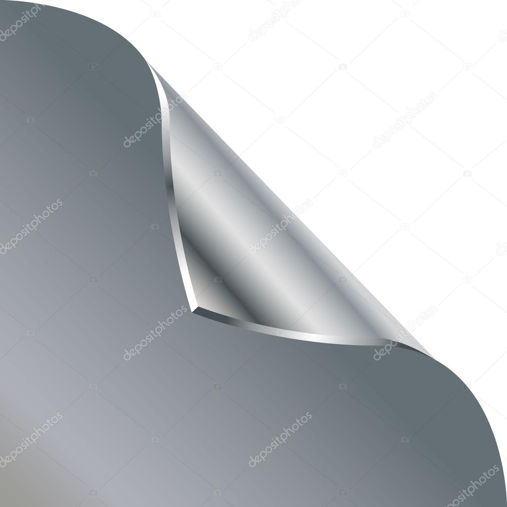 Folded edge of the sheet. Vector. Silver.