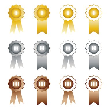 madalya ile beyaz arka plan öncelikle ikinci ve üçüncü sırayı şeritler