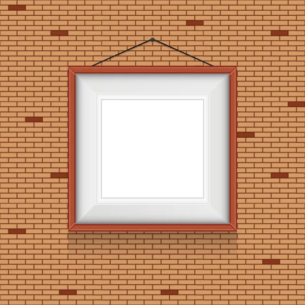 Vector frame for paintings or photographs on the brick wall background. — Stock Vector