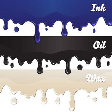 Ink, oil, wax drips on white background clipart
