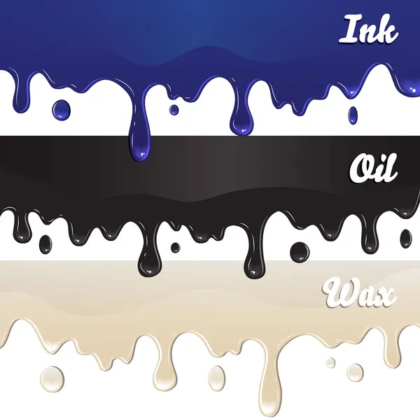 Ink, oil, wax drips on white background — Stock Vector