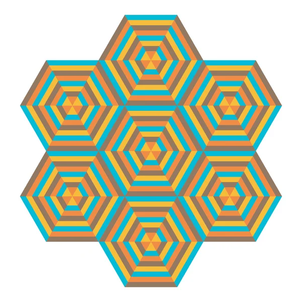 Mosaico de cores diferentes, formas geométricas hexágonos — Vetor de Stock