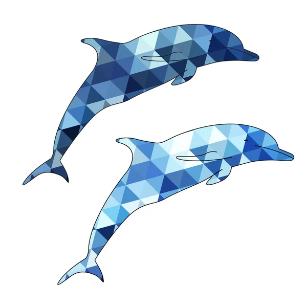 Delfine Silhouette isoliert auf weißem Hintergrund — Stockvektor