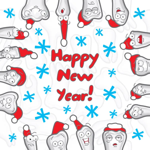 牙齿。快乐的新年贺卡 — 图库矢量图片
