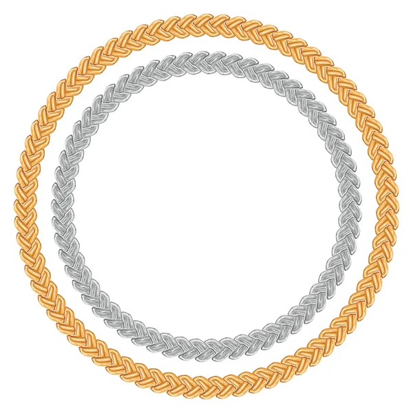 Figured gold and silver chain - round frame. — Stock Vector