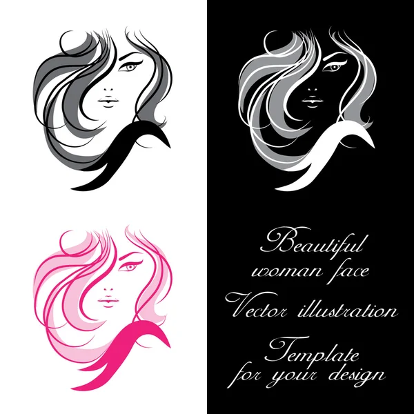 Les femmes font face. Illustration vectorielle. Modèle pour votre conception — Image vectorielle