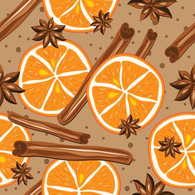 tarçın ve portakal, vektör, mutfak arka plan. arka plan sorunsuz