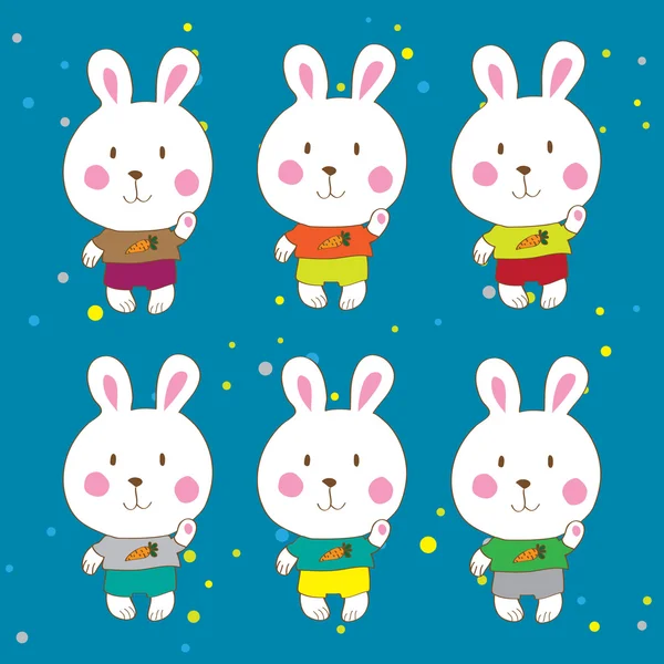 Funny bunnies on a white background Vector characters. — Stock Vector