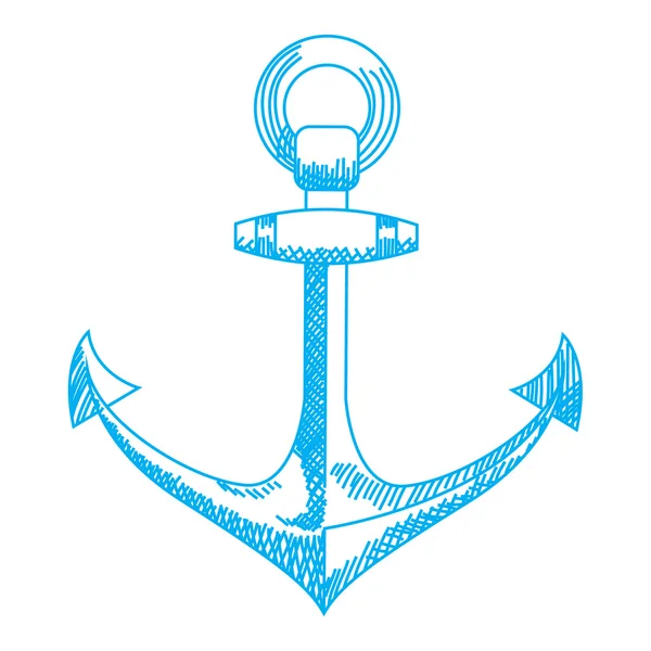 Icono del ancla. vector náutico aislado blanco, azul — Vector de stock